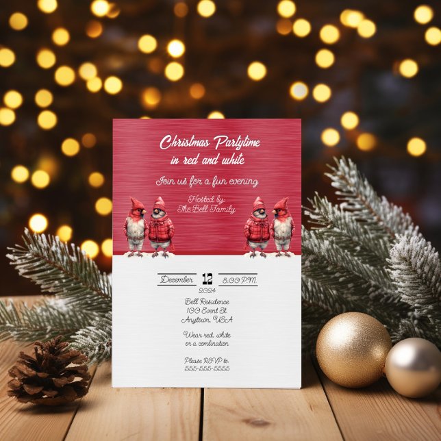 Invitation Fête de Noël en rouge et blanc (Créateur téléchargé)