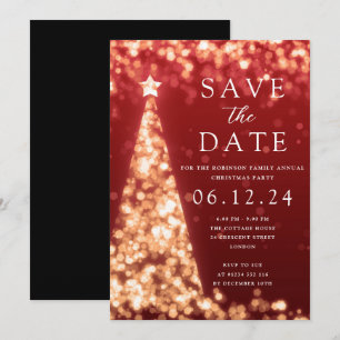 Invitation Fête de Noël Enregistrer la date Arbre d'or Glam R