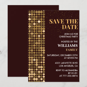 Invitation Fête de Noël Enregistrer la date Or