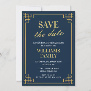 Invitation Fête de Noël  Enregistrez la date Navy