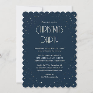 Invitation Fête de Noël étoilée bleue