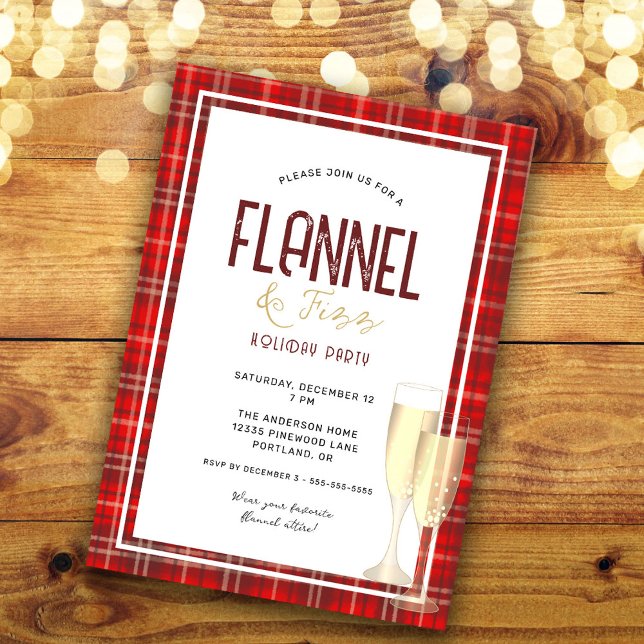 Invitation Fête de Noël Flannel et Fizz (Créateur téléchargé)