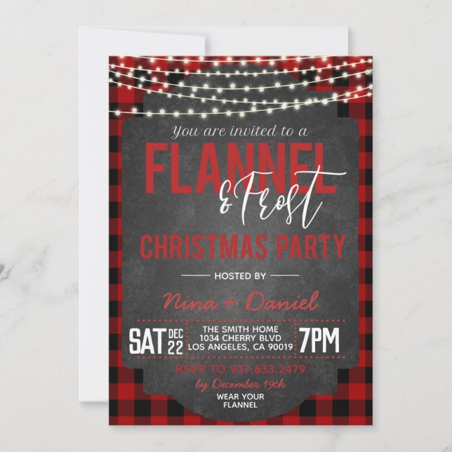 Invitation Fête de Noël Flannel & Frost (Devant)