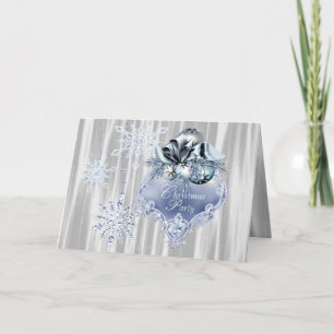 Invitation Fête de Noël Flocon de Neige Bleu