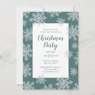Invitation Fête de Noël Flocon de Neige Hiver Bleu