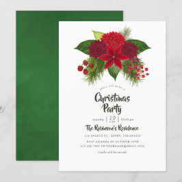 Invitation Fête de Noël Floral Aquarelle