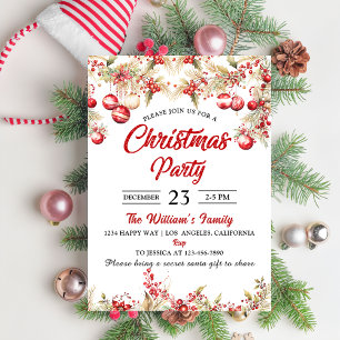 Invitation Fête de Noël Florale