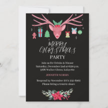 Fête de Noël Florale Moderne avec Renne