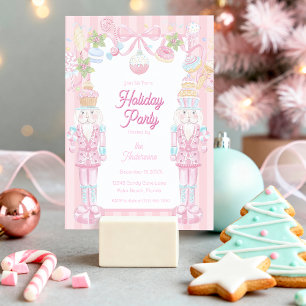Invitation Fête de Noël friandises pastel Casse-Noisette
