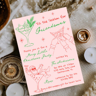 Invitation Fête de Noël Friendsmas Dessinée à la Main avec Fa