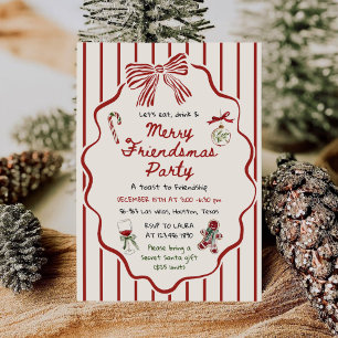 Invitation Fête de Noël Friendsmas dessinée à la main de mani