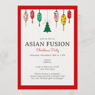 Invitation Fête de Noël Fusion Asiatique Lanternes Élégante