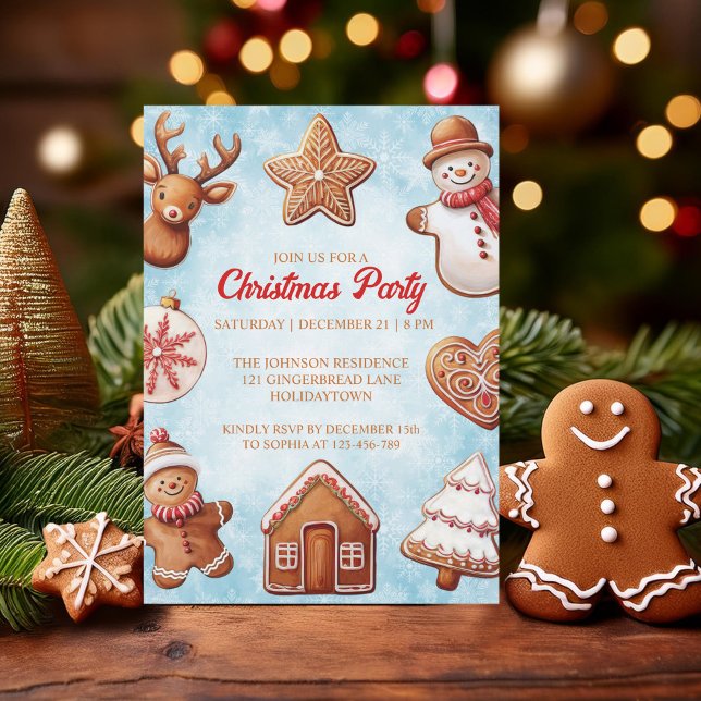 Invitation Fête de Noël Gingerbread Cookies (Créateur téléchargé)