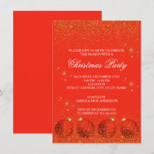 Invitation Fête de Noël glitter Joyeux Noël