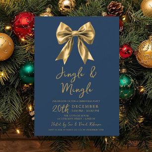 Invitation Fête de Noël Gold Jingle & Mingle Arc Navy Blue