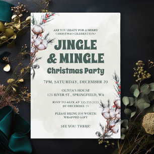 Invitation Fête de Noël Green Jingle & Mingle Amis Amusants