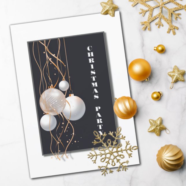 Invitation Fête de Noël gris et blanc moderne (Créateur téléchargé)