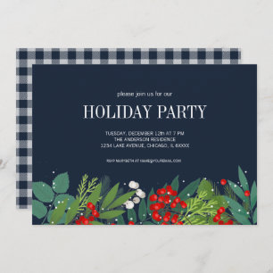 Invitation Fête de Noël Holly Et Verdure