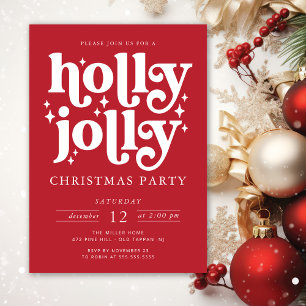 Invitation Fête de Noël Holly Jolly