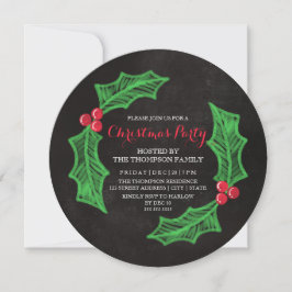 Invitation Fête de Noël Holly Wreath