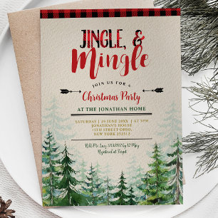 Invitation Fête de Noël Jingle And Mingle Bûcheron