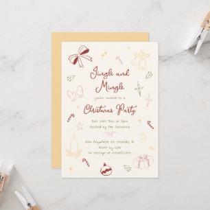 Invitation Fête de Noël Jingle And Mingle dessinée à la main