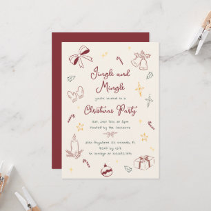 Invitation Fête de Noël Jingle And Mingle Dessinée à la Main