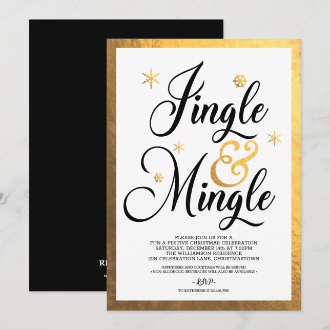 Invitation Fête de Noël Jingle et Mingle (Devant / Derrière)