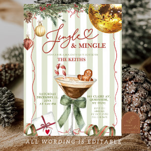 Invitation Fête de Noël Jingle et Mingle Dessinée à la Main