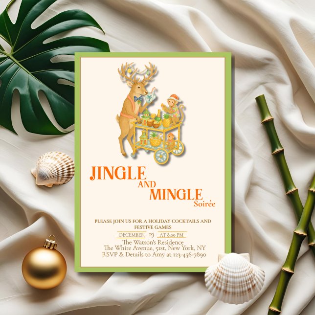 Invitation Fête de Noël Jingle & Mingle Tropical (Jingle & Mingle Christmas party Tropical Invitation)