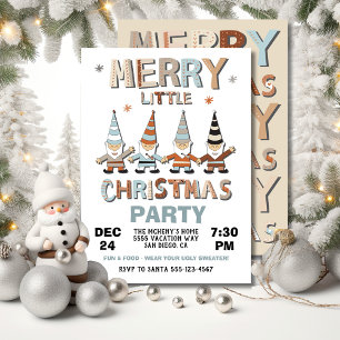 Invitation Fête de Noël joyeuse petite gnome