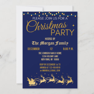 Invitation Fête de Noël, Joyeux Noël en or noir rouge
