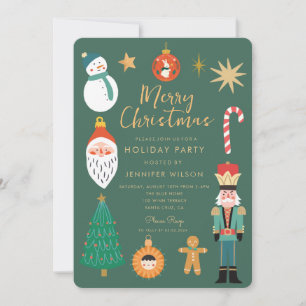Invitation Fête de Noël Joyeux Whimsical