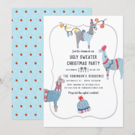 Invitation Fête de Noël llama sur le thème de la laine