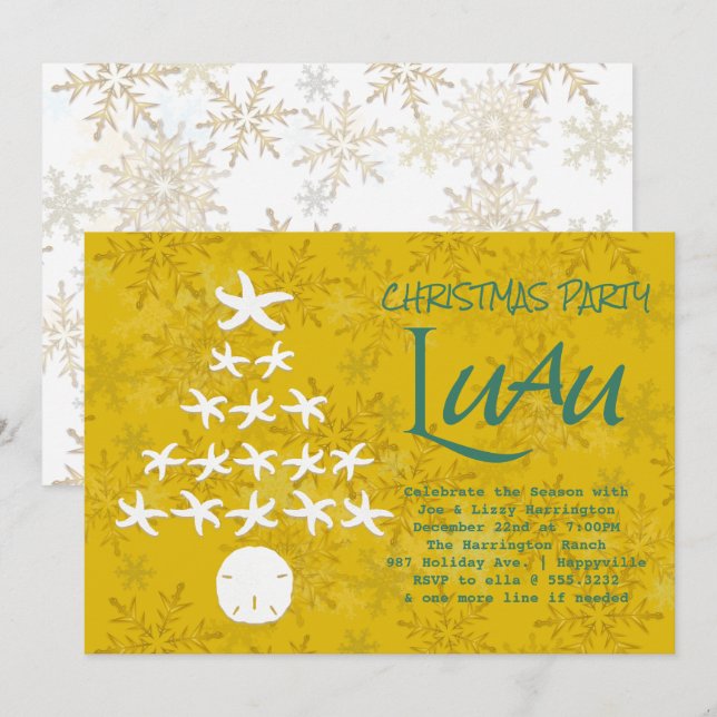 Invitation Fête de Noël Luau sous forme d'étoile de mer (Devant / Derrière)