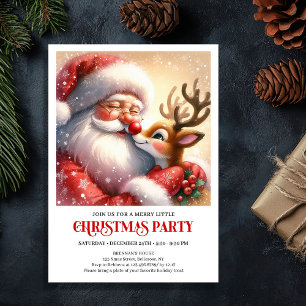 Invitation Fête de Noël magique de Santa et Rudolph cosy