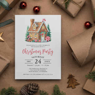 Invitation Fête de Noël Maison en Pain d'Épices