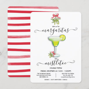 Invitation Fête de Noël Margaritas et Mistletoe