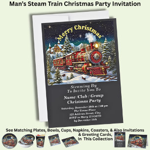 Invitation Fête de Noël masculine du Steam Train