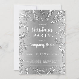 Invitation Fête de Noël métallique en argent d'entreprise