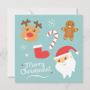 Invitation Fête de Noël mignonne avec rennes, Père Noël