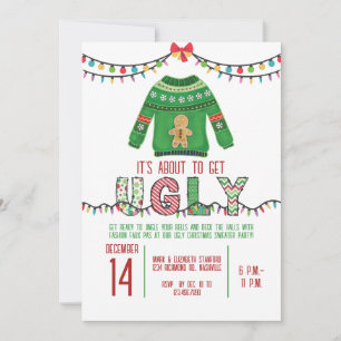 Invitation Fête de Noël moche Sweater Party Tacky