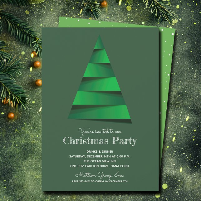 Invitation Fête de Noël moderne (Modern Christmas Tree Holiday Party Invitations - PRINTED and/or INSTANT DOWNLOAD)