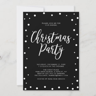 Invitation Fête de Noël moderne en noir et blanc