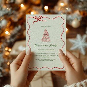 Invitation Fête de Noël Moderne Verte Fantaisiste
