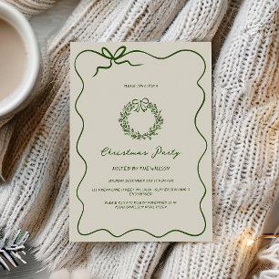 Invitation Fête de Noël Moderne Verte Fantaisiste