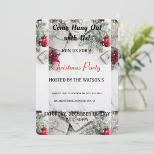 Invitation Fête de Noël moderne 'Viens te détendre' avec le P