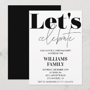 Invitation Fête de Noël noire  Célébrons
