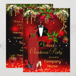 Invitation Fête de Noël officielle de l'entreprise Rouge