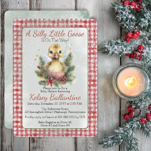 Invitation Fête de Noël Oie Oison Baby Shower